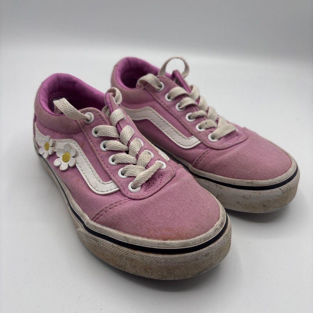 Vans Old Skool Canvas Sneakers Daisy Embroidered Sneakers Pink/White US Missy 11